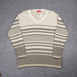 Liz Claiborne Liz Sport V-Neck Sweater Mens Small Striped Cotton Knit Australia